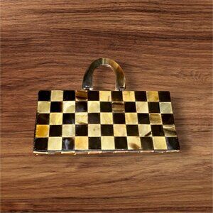 Vintage Brown Plastic Squares Handbag